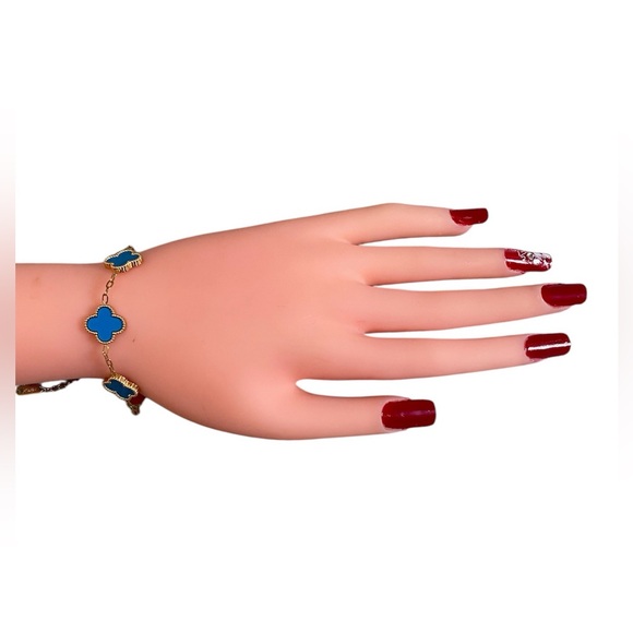 JY 18k yellow gold plated 5 clover leaf bracelet - Picture 2 of 7